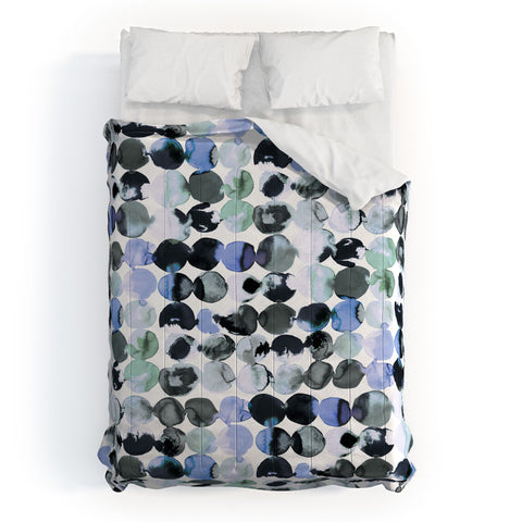 Ninola Design Blue Gray Ink Dots Comforter