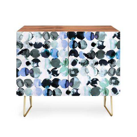 Ninola Design Blue Gray Ink Dots Credenza