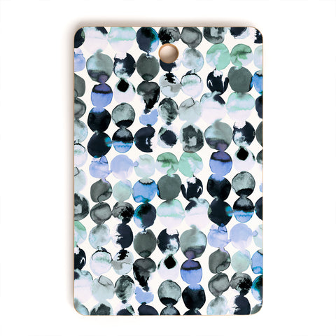 Ninola Design Blue Gray Ink Dots Cutting Board Rectangle