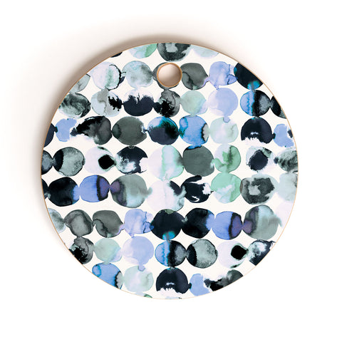 Ninola Design Blue Gray Ink Dots Cutting Board Round