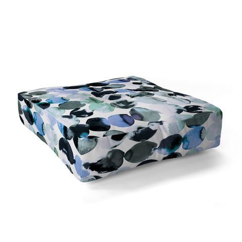 Ninola Design Blue Gray Ink Dots Floor Pillow Square
