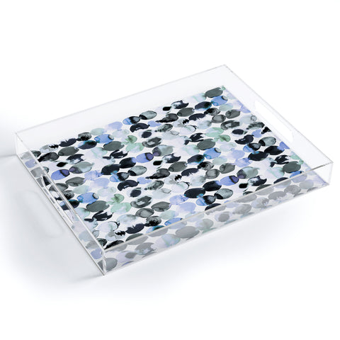 Ninola Design Blue Gray Ink Dots Acrylic Tray