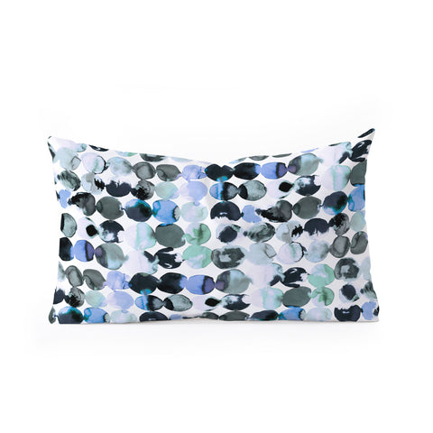 Ninola Design Blue Gray Ink Dots Oblong Throw Pillow