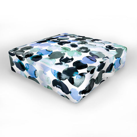Ninola Design Blue Gray Ink Dots Outdoor Floor Cushion