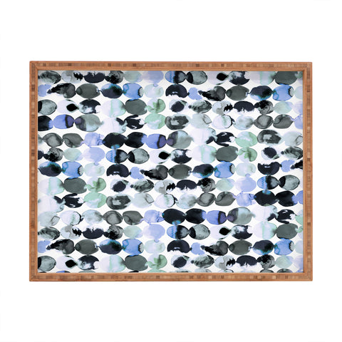 Ninola Design Blue Gray Ink Dots Rectangular Tray
