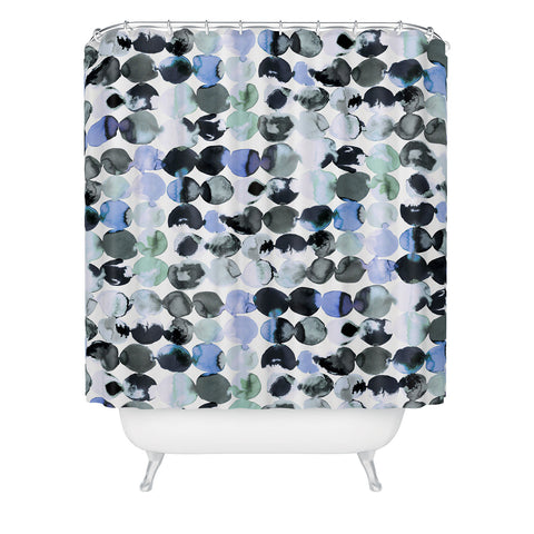 Ninola Design Blue Gray Ink Dots Shower Curtain