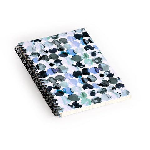 Ninola Design Blue Gray Ink Dots Spiral Notebook
