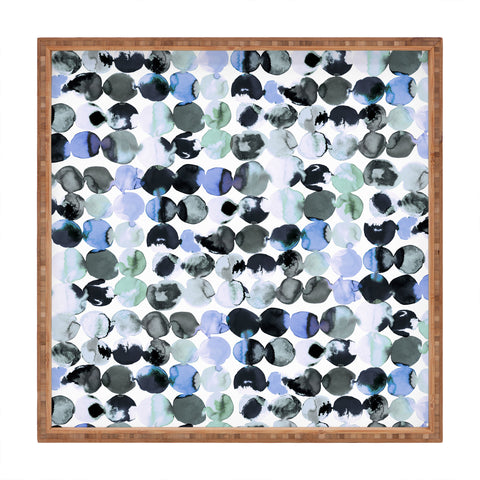 Ninola Design Blue Gray Ink Dots Square Tray