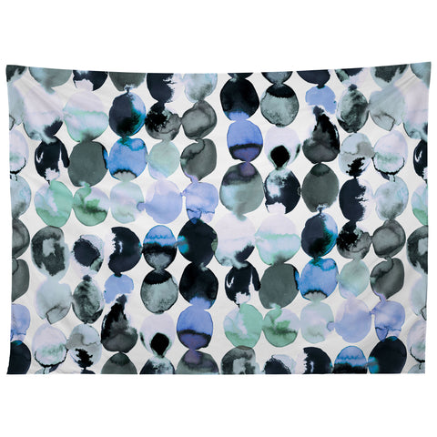 Ninola Design Blue Gray Ink Dots Tapestry