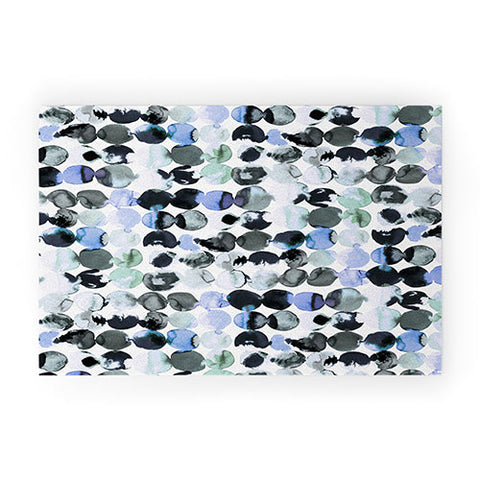Ninola Design Blue Gray Ink Dots Welcome Mat