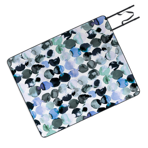 Ninola Design Blue Gray Ink Dots Picnic Blanket