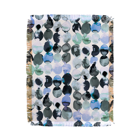 Ninola Design Blue Gray Ink Dots Throw Blanket