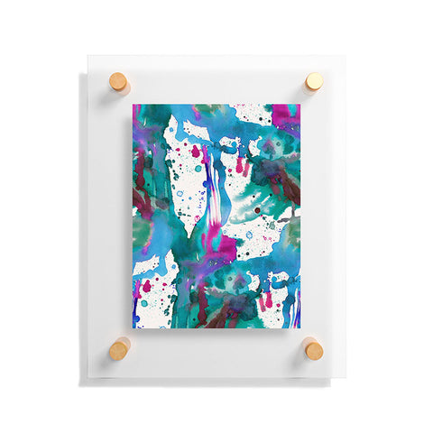Ninola Design Blue paint splashes dripping Floating Acrylic Print
