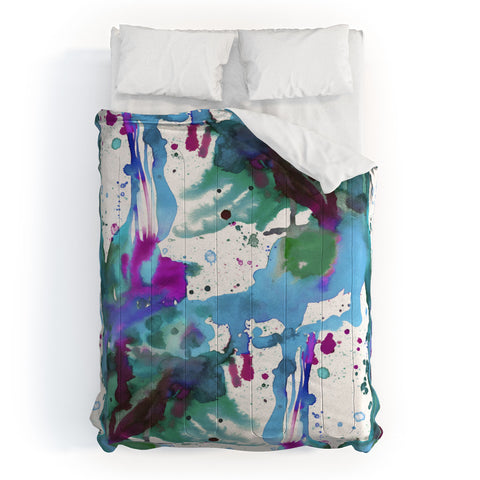 Ninola Design Blue paint splashes dripping Comforter