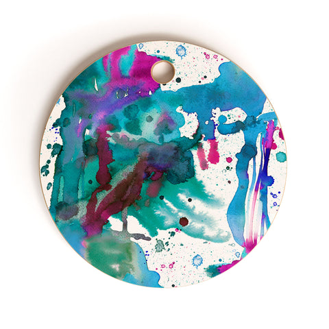 Ninola Design Blue paint splashes dripping Cutting Board Round
