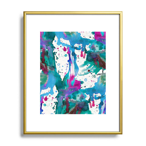 Ninola Design Blue paint splashes dripping Metal Framed Art Print