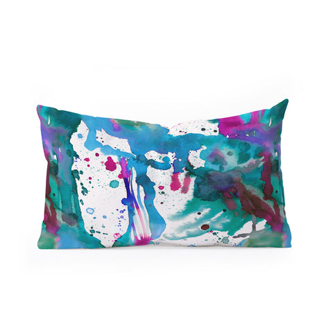 Ninola Design Blue paint splashes dripping Oblong Throw Pillow