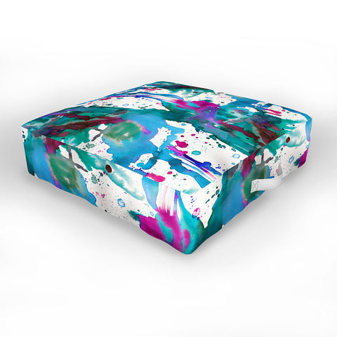 Ninola Design Blue paint splashes dripping Outdoor Floor Cushion