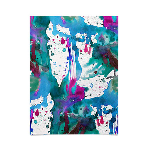 Ninola Design Blue paint splashes dripping Poster