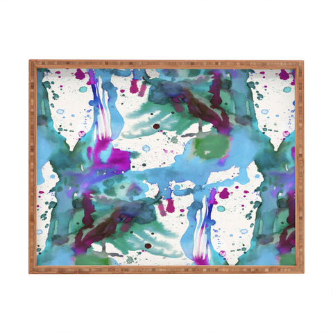Ninola Design Blue paint splashes dripping Rectangular Tray