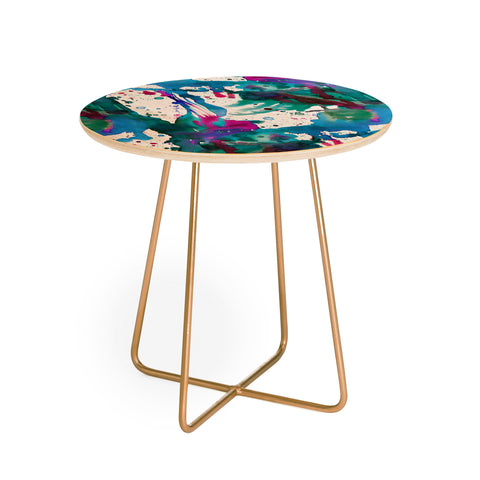 Ninola Design Blue paint splashes dripping Round Side Table