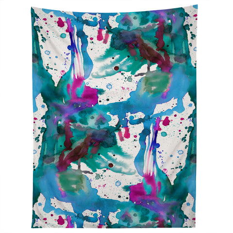 Ninola Design Blue paint splashes dripping Tapestry