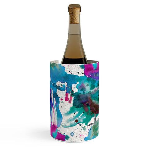 Ninola Design Blue paint splashes dripping Wine Chiller