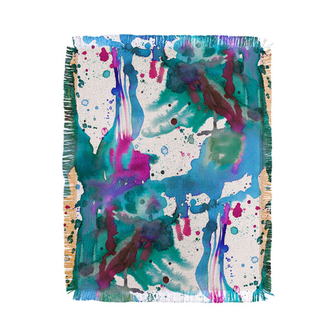 Ninola Design Blue paint splashes dripping Throw Blanket