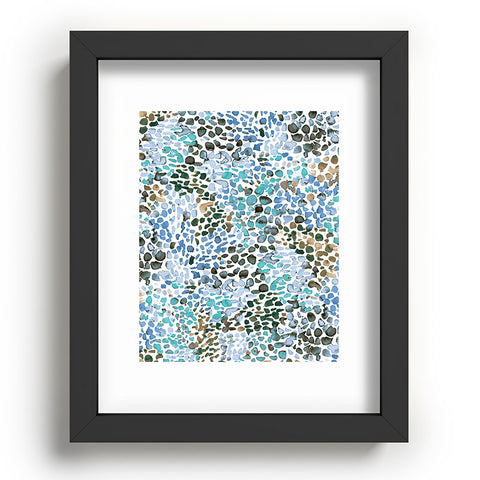 Ninola Design Blue Speckled Painting Watercolor Stains Recessed Framing Rectangle