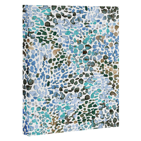 Ninola Design Blue Speckled Painting Watercolor Stains Art Canvas