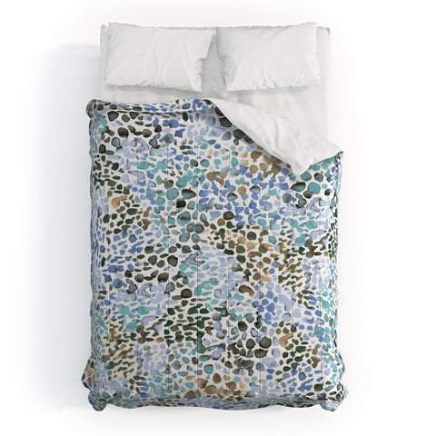 Ninola Design Blue Speckled Painting Watercolor Stains Comforter