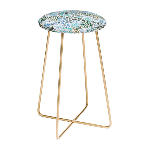 Ninola Design Blue Speckled Painting Watercolor Stains Counter Stool