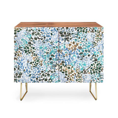 Ninola Design Blue Speckled Painting Watercolor Stains Credenza