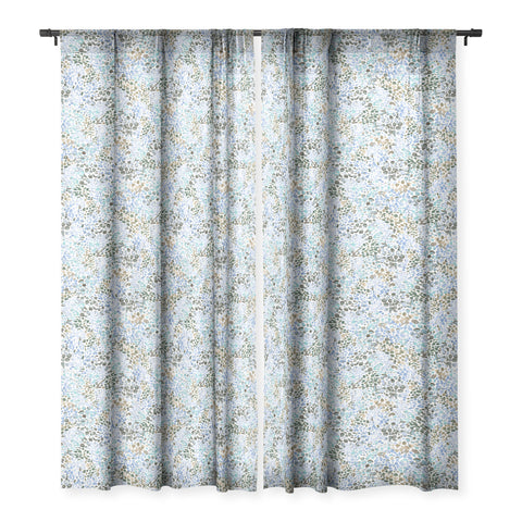 Ninola Design Blue Speckled Painting Watercolor Stains Sheer Window Curtain