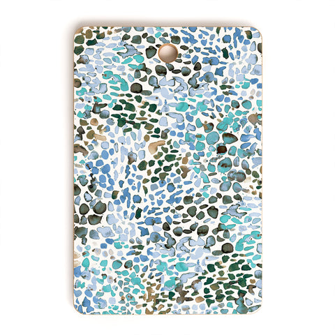 Ninola Design Blue Speckled Painting Watercolor Stains Cutting Board Rectangle