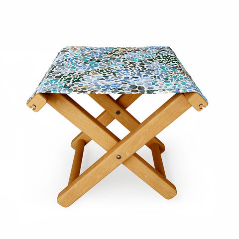 Ninola Design Blue Speckled Painting Watercolor Stains Folding Stool