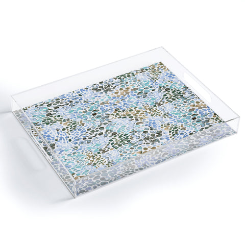 Ninola Design Blue Speckled Painting Watercolor Stains Acrylic Tray