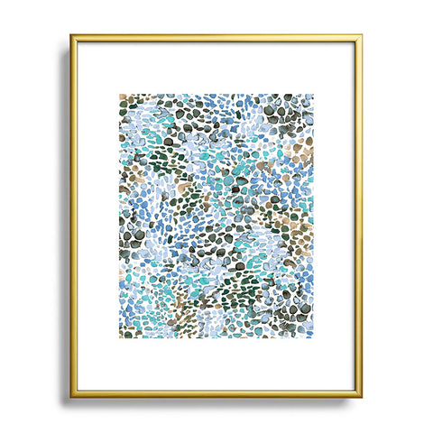 Ninola Design Blue Speckled Painting Watercolor Stains Metal Framed Art Print