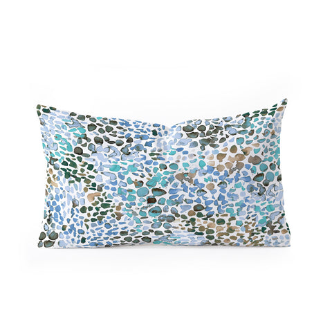 Ninola Design Blue Speckled Painting Watercolor Stains Oblong Throw Pillow