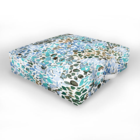 Ninola Design Blue Speckled Painting Watercolor Stains Outdoor Floor Cushion