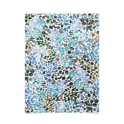Ninola Design Blue Speckled Painting Watercolor Stains Poster