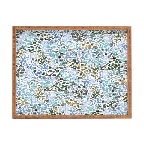 Ninola Design Blue Speckled Painting Watercolor Stains Rectangular Tray