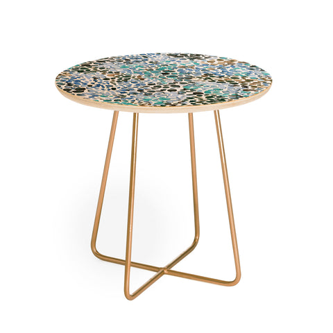 Ninola Design Blue Speckled Painting Watercolor Stains Round Side Table