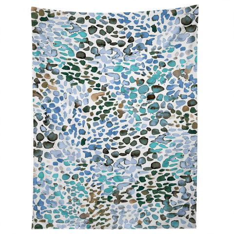 Ninola Design Blue Speckled Painting Watercolor Stains Tapestry