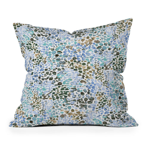 Ninola Design Blue Speckled Painting Watercolor Stains Throw Pillow