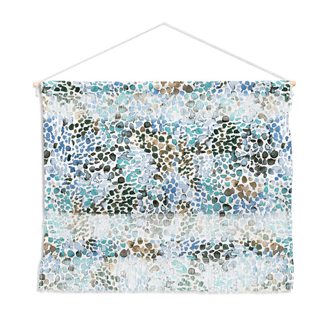 Ninola Design Blue Speckled Painting Watercolor Stains Wall Hanging Landscape