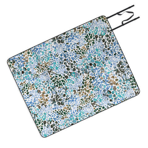 Ninola Design Blue Speckled Painting Watercolor Stains Picnic Blanket