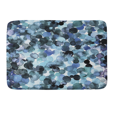 Ninola Design Blue watercolor dots Memory Foam Bath Mat
