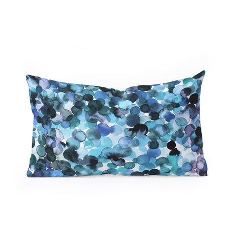 Ninola Design Blue watercolor dots Oblong Throw Pillow