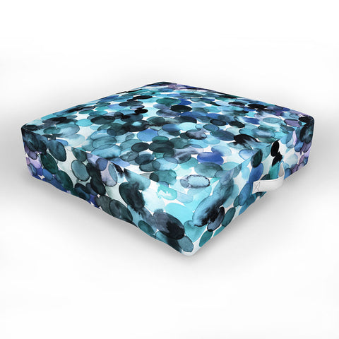 Ninola Design Blue watercolor dots Outdoor Floor Cushion